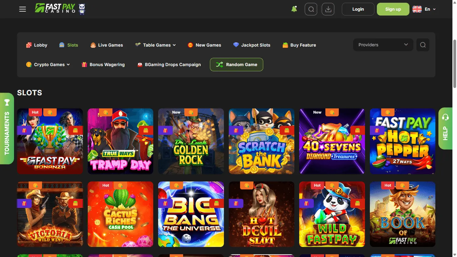 Fast Pay Casino desktop games lobby